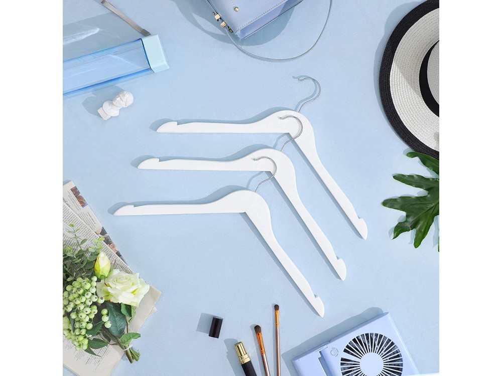 Songmics Clothes Hangers Wooden Set of 20pcs with Rotating Hook, White