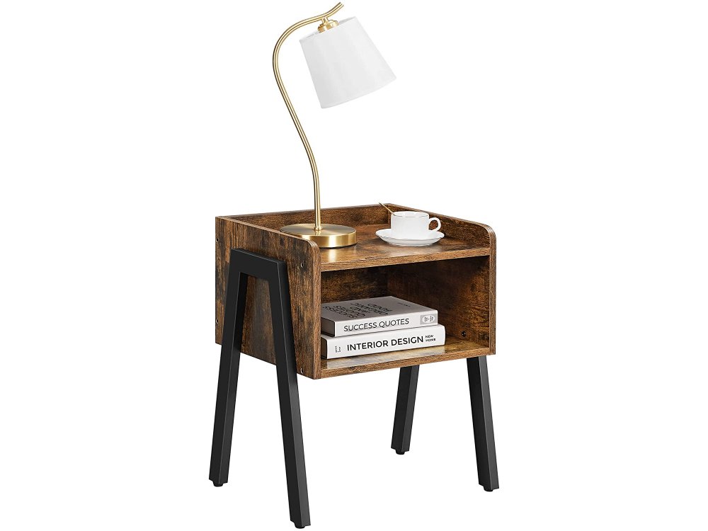 VASAGLE Side Table, Nightstand, Side Table / Bedside Table with Brown Surface in Rustic Style 42 x 35 x 52cm - LET54X