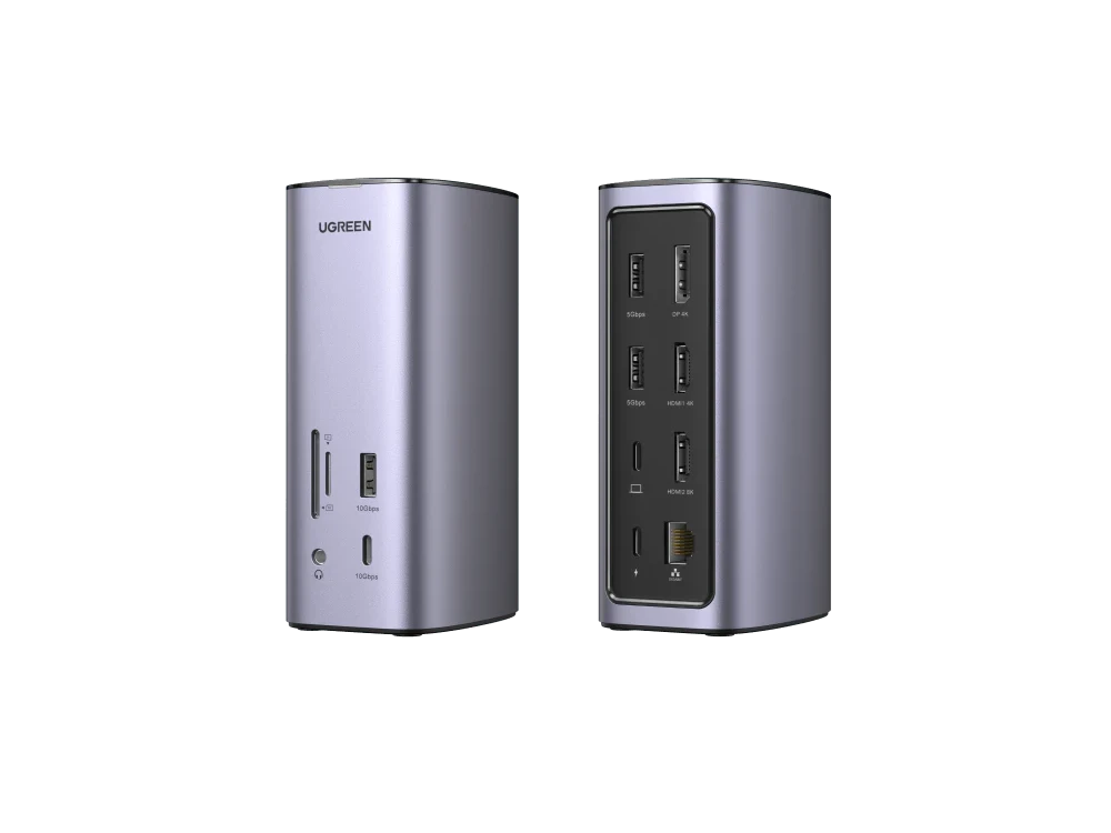 Ugreen 13-in-1 USB-C Hub, Triple Display Docking Station, 8K HDMI, USB-A & C 10Gbps, LAN 1Gbps, Card Reader & PD 100W - 90325