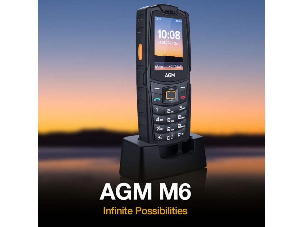 AGM M6 Black Waterproof Mobile Phone Drop Resistant IP68/IP69K, Dual Sim, 4G