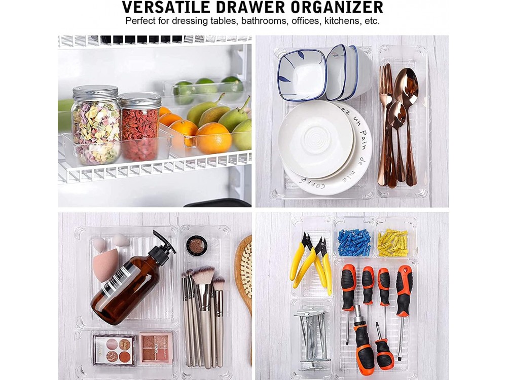 AJ 16-Pack Drawer Organiser System, Κουτιά οργάνωσης συρταριού, Σετ των 16τμχ (5 Μεγέθη)