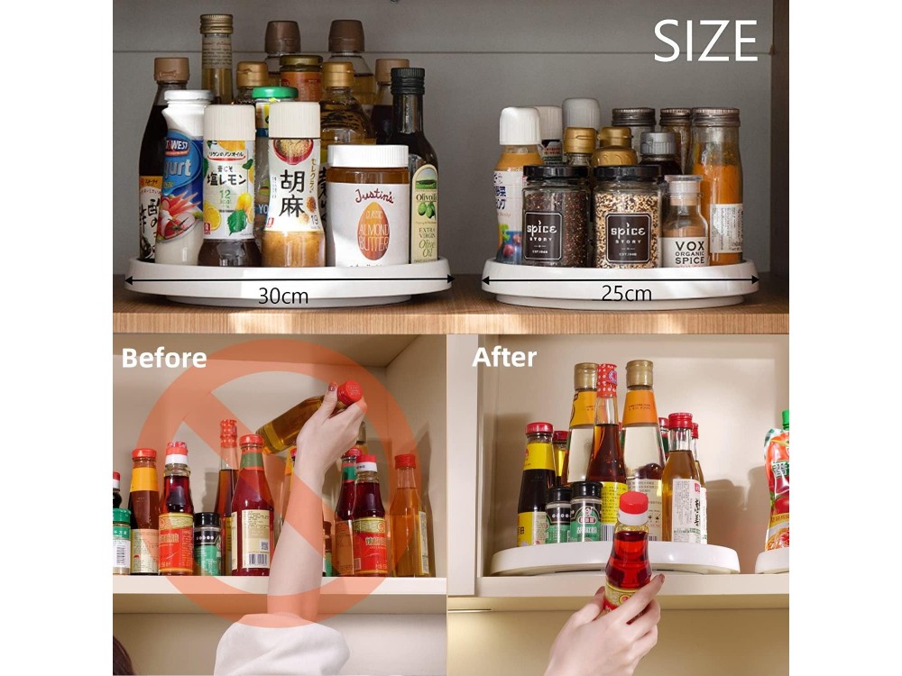 AJ 2-Pack Spice Rack Lazy Susan Turntable, Περιστρεφόμενος δίσκος / Θήκη Μπαχαρικών, Σετ των 2 Τμχ, 30cm