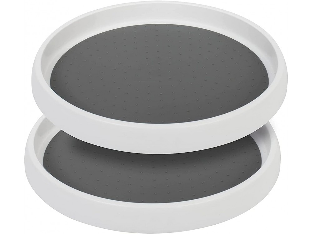 J 2-Pack Spice Rack Lazy Susan Turntable, Rotating Tray / Spice Case, Set of 2 Pcs, 30cm