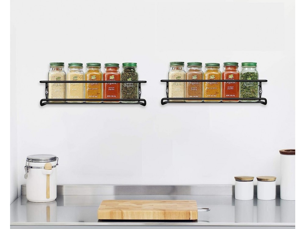 AJ 2-Tier Spice Rack, Spice & Herb Rack, Set of 2, Black