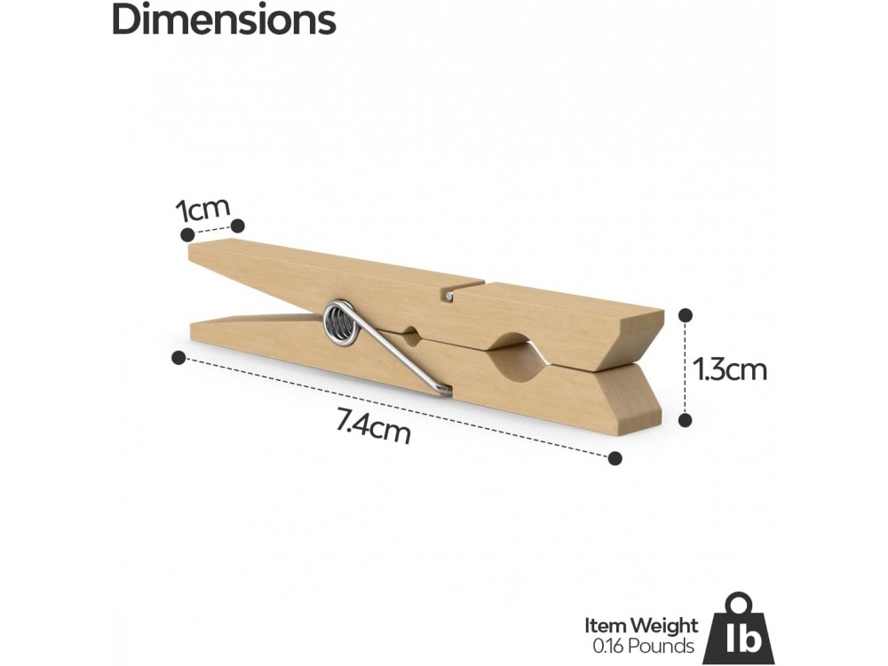 AJ 20-Pack Bamboo Pegs, Μανταλάκια από Μπαμπού Σετ των 20τμχ