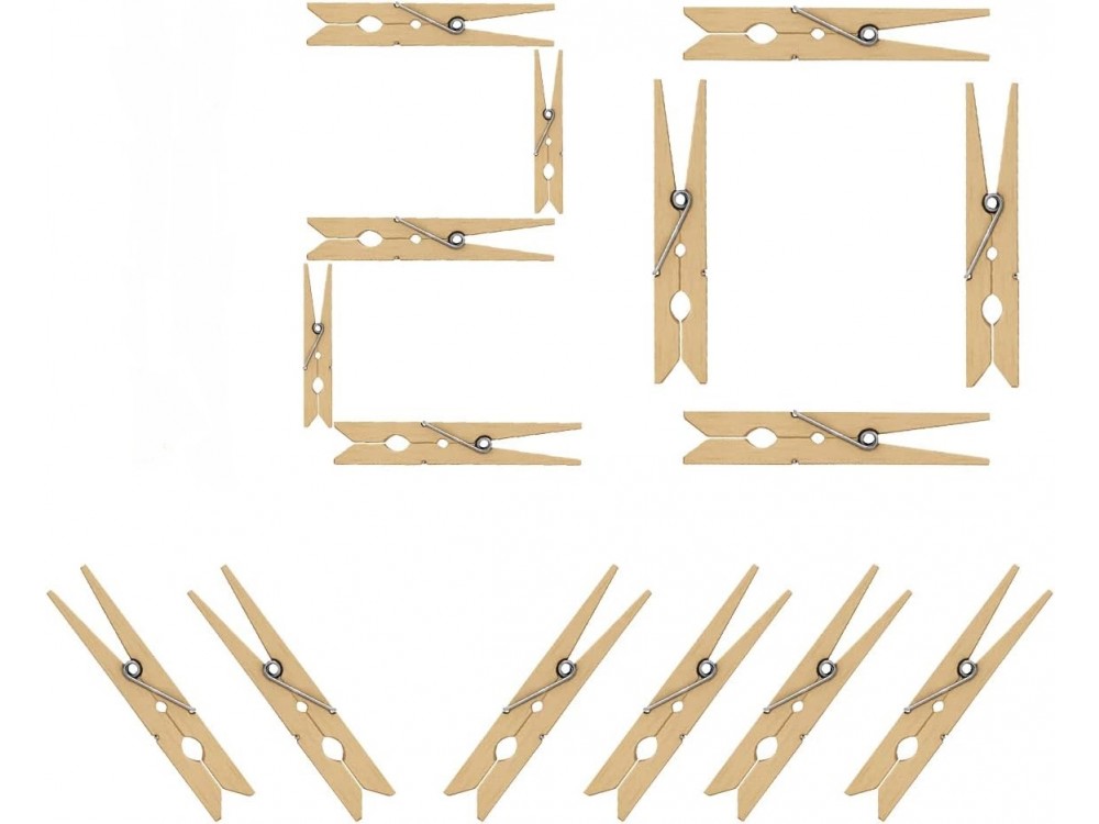 AJ 20-Pack Bamboo Pegs, Μανταλάκια από Μπαμπού Σετ των 20τμχ