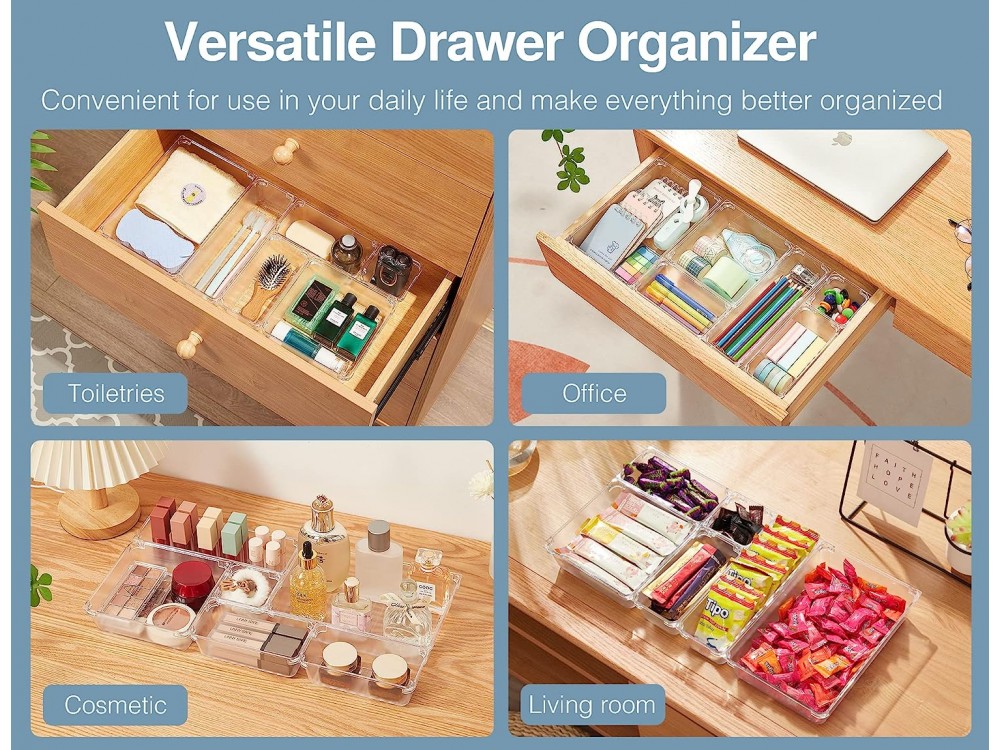 AJ 24-Pack Drawer Organizer System, Drawer Organizers, 24-Pack Set (5 Sizes)