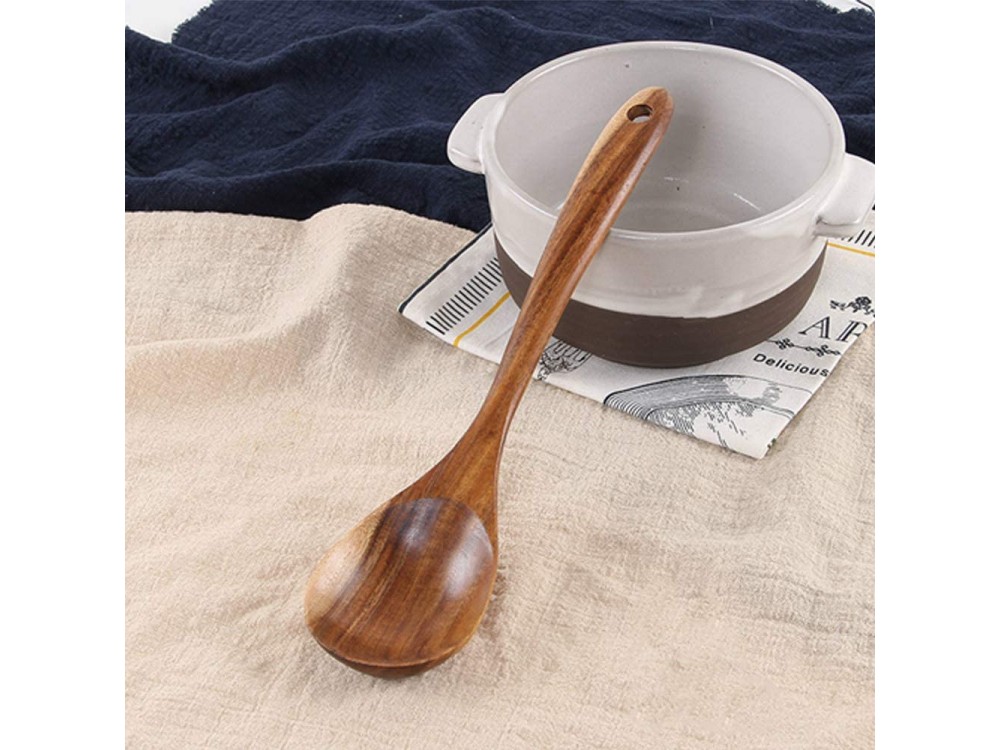 AJ 5-Pack Luxury Wooden Kitchen Eshers, Acacia Kitchen Utensils Set, 5pc Set, Natural Brown