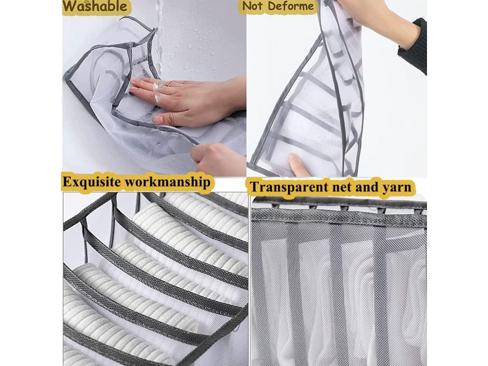 AJ 5-Pack Wardrobe Clothes Organizer, Θήκη Αποθήκευσης για Ρούχα & Εσώρουχα Υφασμάτινη, Σετ των 5, Grey