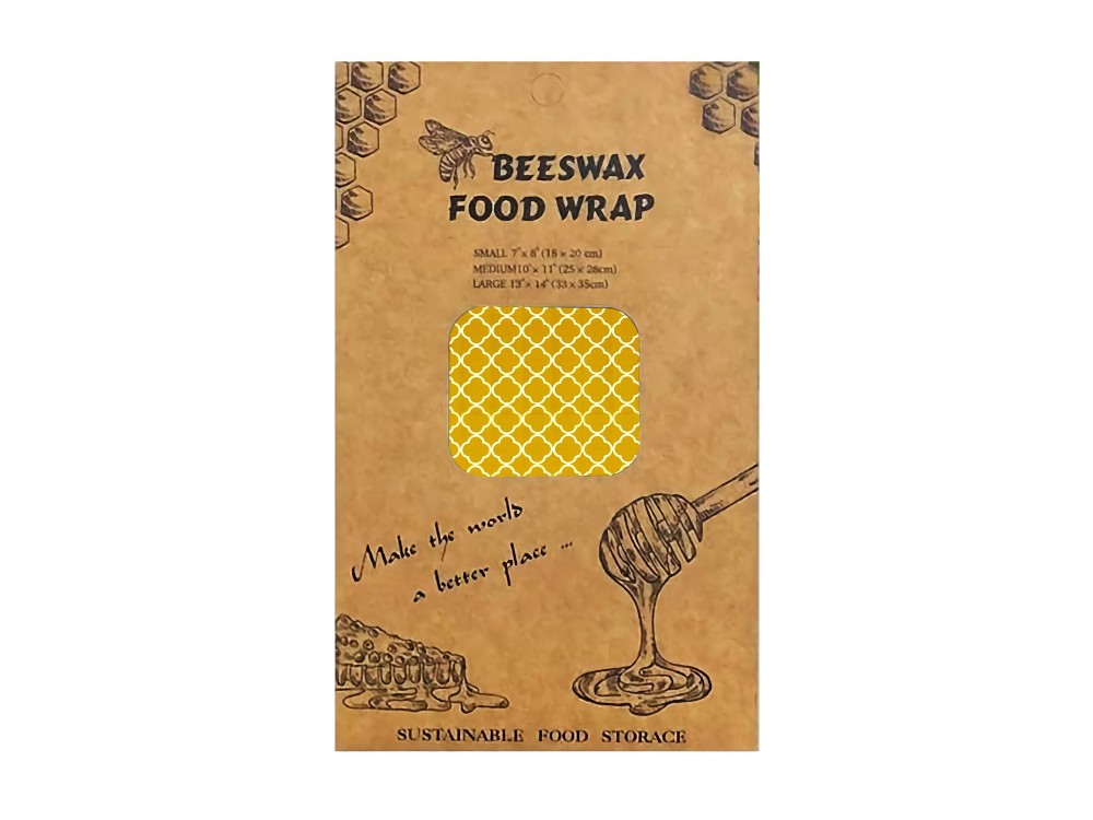 AJ 6-Pack Beeswax Food Wrap Organic, Κερομάντηλα Τροφίμων Σετ των 6τμχ σε 3 Μεγέθη (S+M+L), Honeycomb