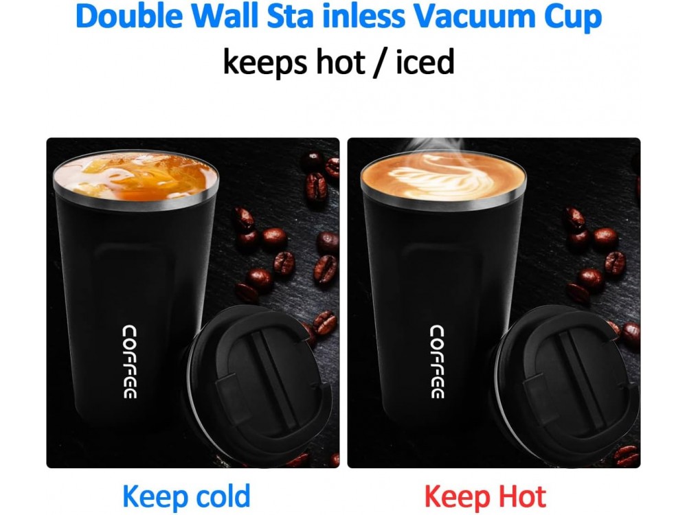 AJ Classico Travel Mug, Θερμός 510ml από Ανοξείδωτο ατσάλι, Μαύρο