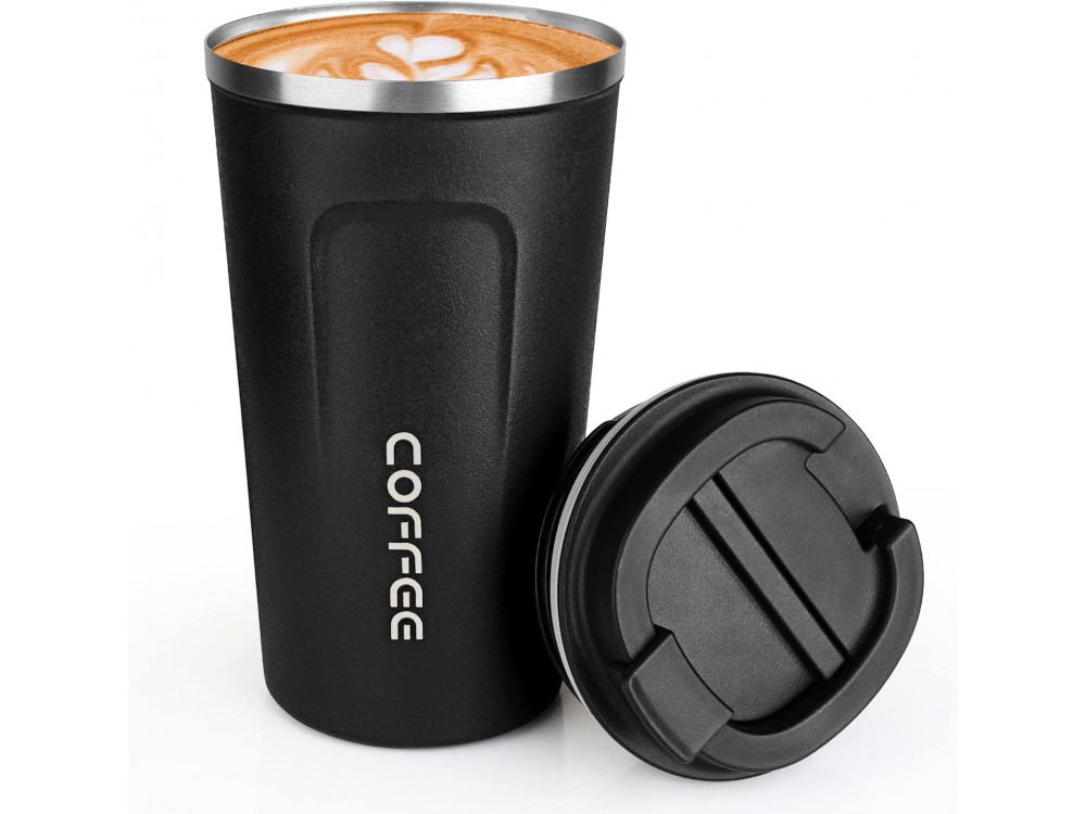 AJ Classico Travel Mug, Θερμός 510ml από Ανοξείδωτο ατσάλι, Μαύρο