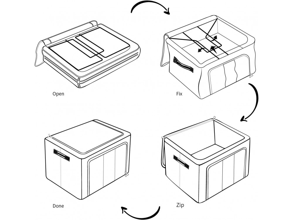 AJ Clothes Storage Organizer Bags 101L, Κουτιά Αποθήκευσης Ρούχων με 2 Ανοίγματα & Παράθυρο, Σετ των 6τμχ, 60 x 42 x 40cm, Grey