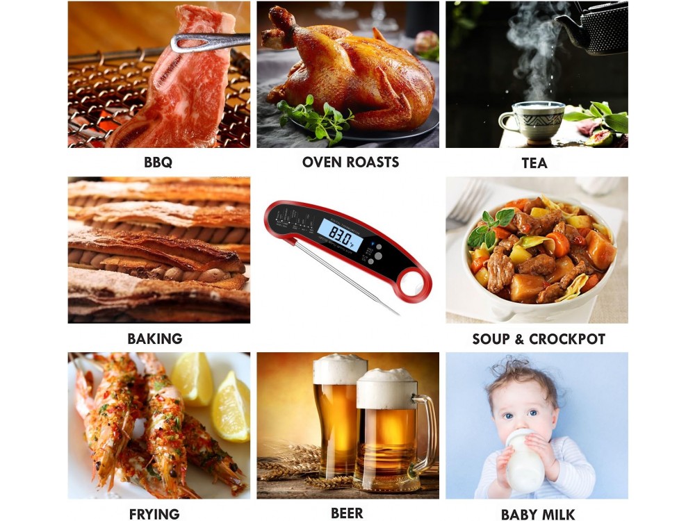 AJ Digital Meat Thermometer, Ψηφιακό Θερμόμετρο Μαγειρικής με Ακίδα και Φωτιζόμενη Οθόνη