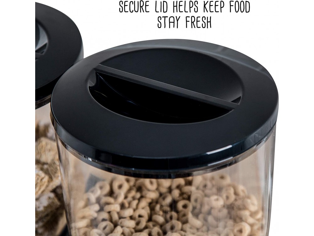 AJ Double Cereal Dispenser, Cereal Dispenser with 2 Containers of 500ml, Black