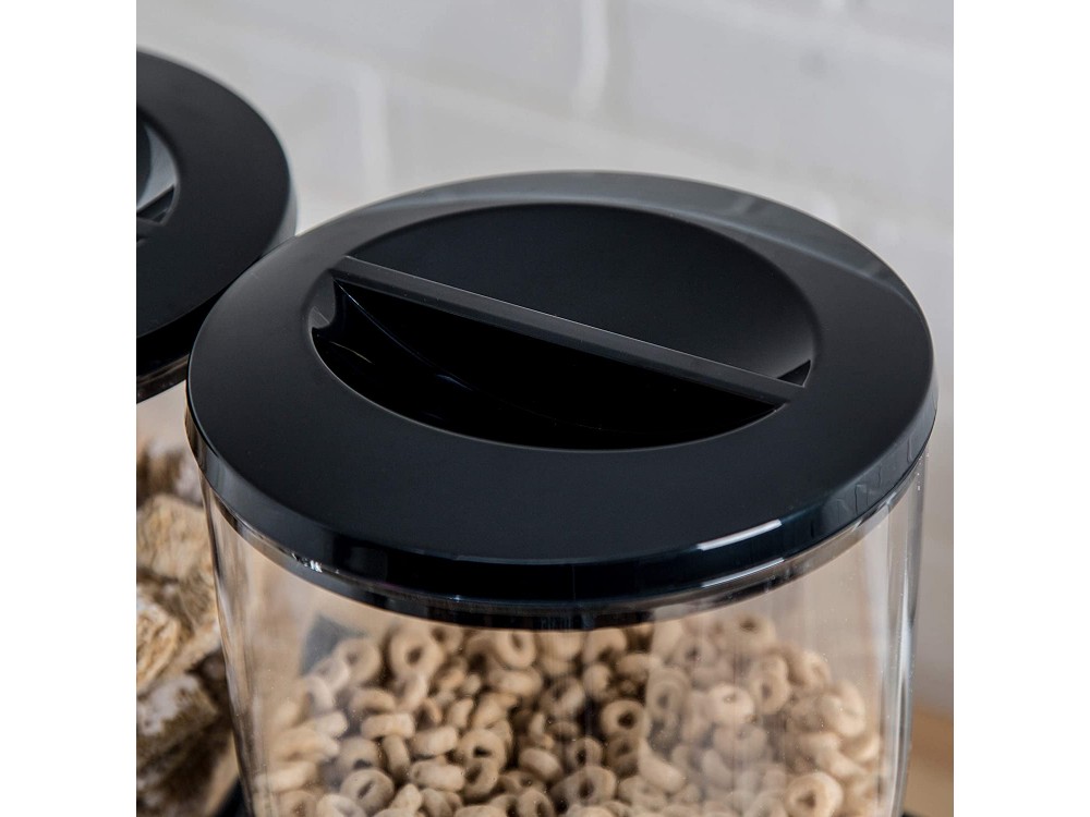 AJ Double Cereal Dispenser, Cereal Dispenser with 2 Containers of 500ml, Black