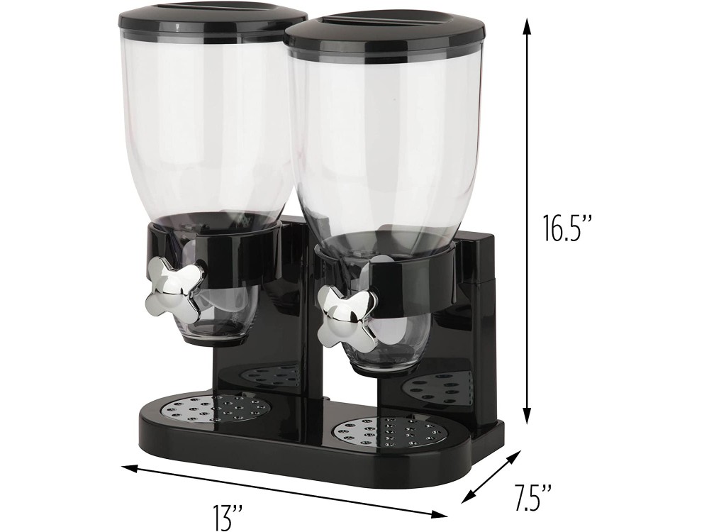 AJ Double Cereal Dispenser, Διανεμητής Δημητριακών με 2 Δοχεία των 500ml, Black