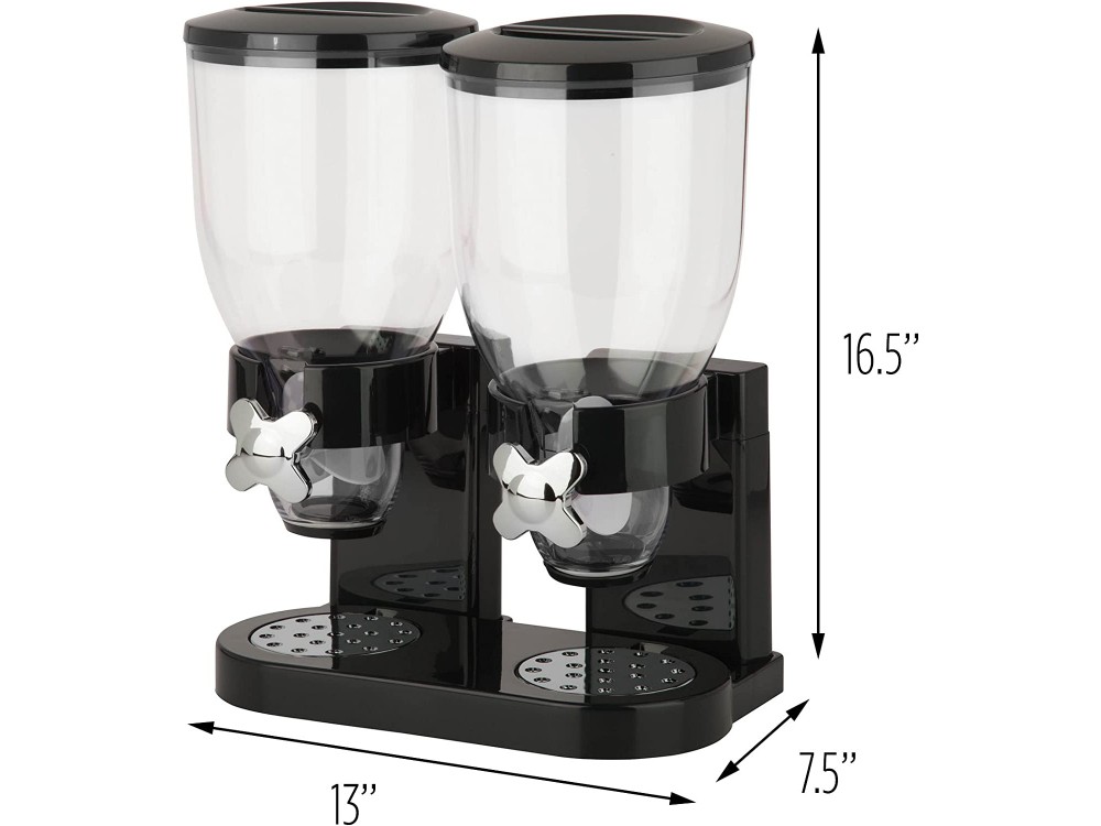 AJ Double Cereal Dispenser, Cereal Dispenser with 2 Containers of 500ml, Black