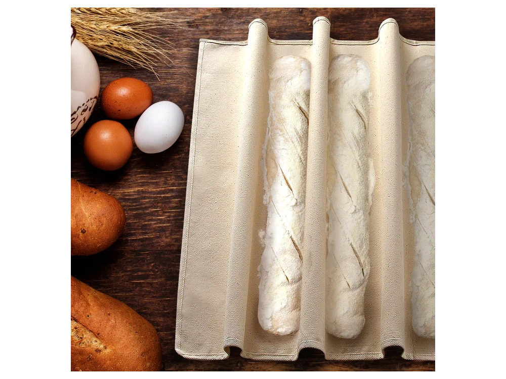 AJ Dough Bread Couche Cloth, Ύφασμα Ζύμης 90 x 60cm, για Ξεκούραση Ψωμιού (Μπαγκέτα / Τσιαπάτα κ.α.) Σετ με Χούφτα