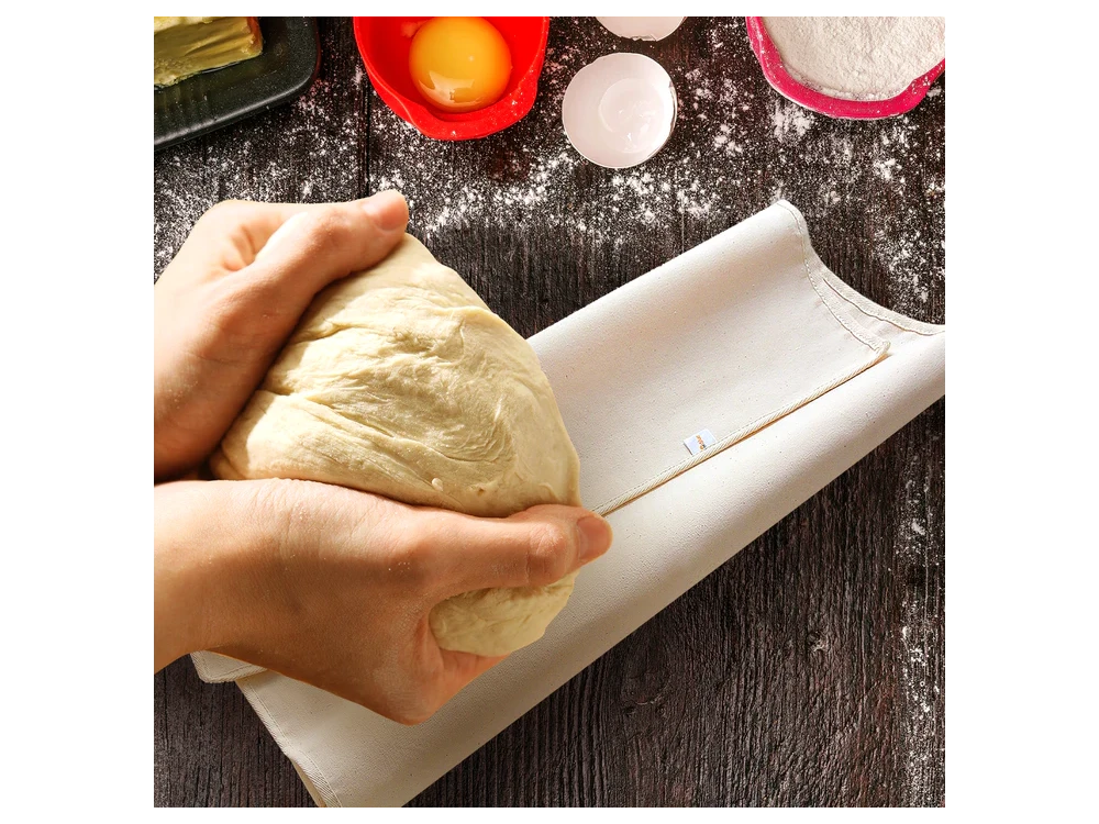 AJ Dough Bread Couche Cloth, Ύφασμα Ζύμης 90 x 60cm, για Ξεκούραση Ψωμιού (Μπαγκέτα / Τσιαπάτα κ.α.) Σετ με Χούφτα