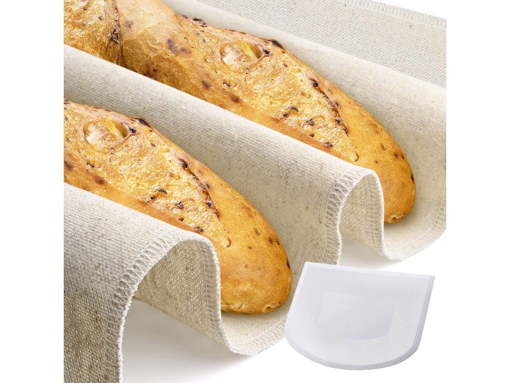 AJ Dough Bread Couche Cloth, Baking Cloth 90 x 60cm, for resting Dough / Baguettes, with Couche