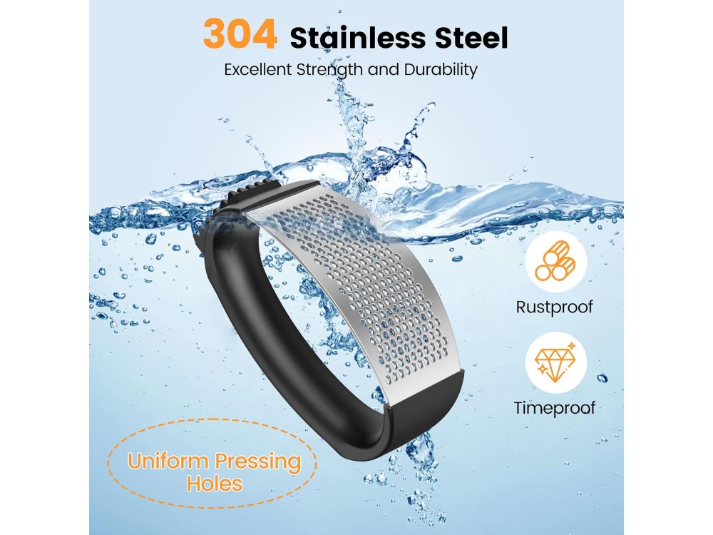 AJ Garlic Press, Πρέσα Σκόρδου από Ανοξείδωτο Ατσάλι, Black