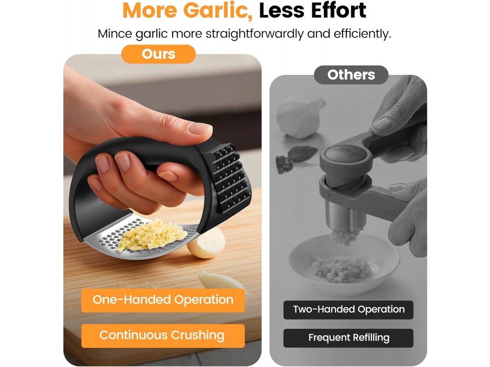 AJ Garlic Press, Πρέσα Σκόρδου από Ανοξείδωτο Ατσάλι, Black