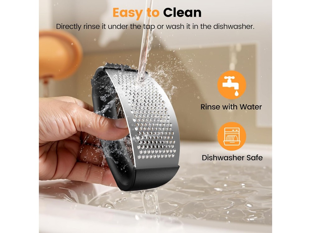AJ Garlic Press, Πρέσα Σκόρδου από Ανοξείδωτο Ατσάλι, Black