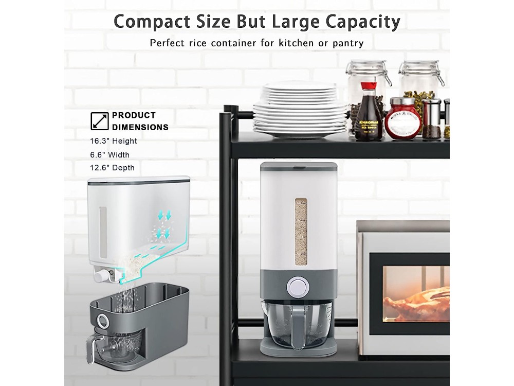 AJ Large Cereal Dispenser 11kg, Διανεμητής Τροφίμων των 11kg, Grey