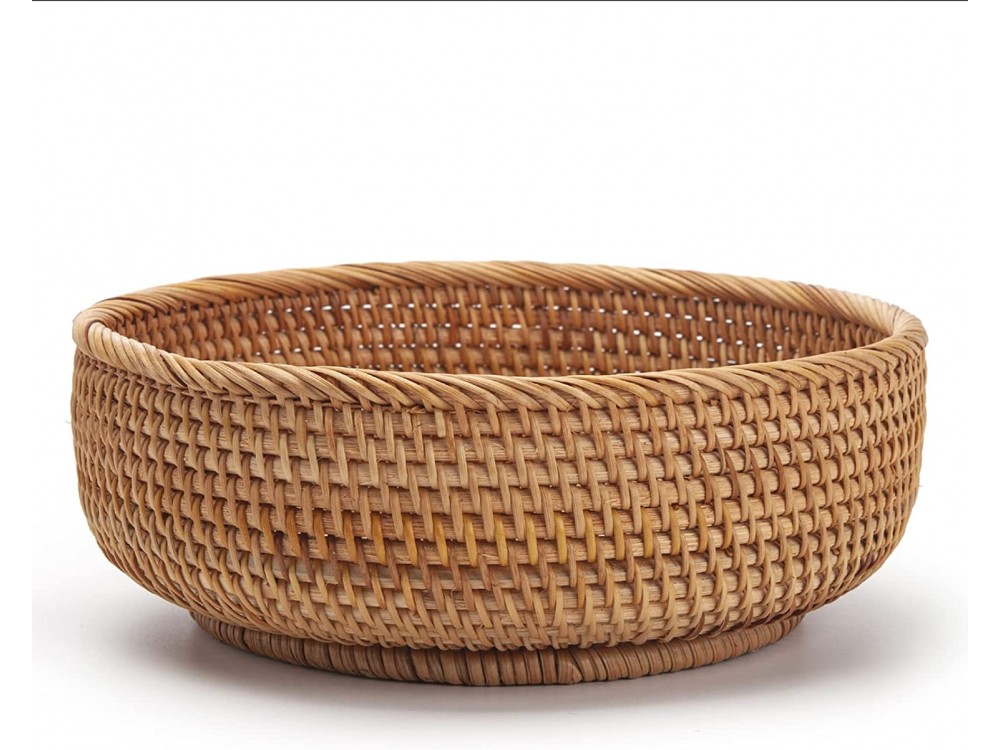 AJ Natural Rattan Storage Baskets Round, Καλάθια Αποθήκευσης Στρογγυλά, Σετ των 3τμχ, Natural Brown