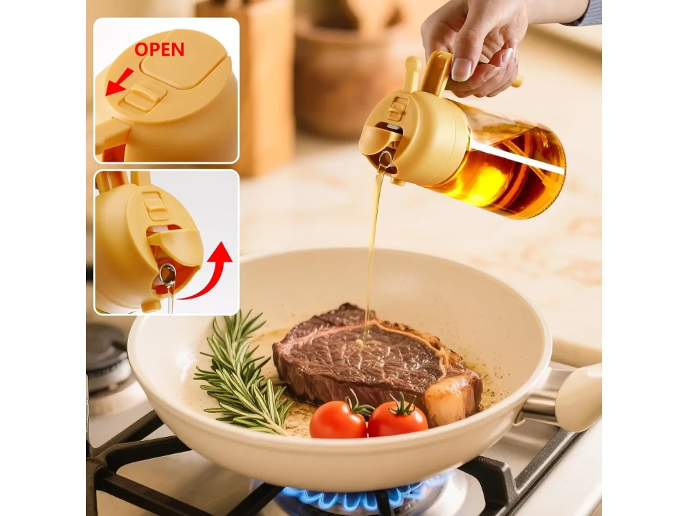 AJ Oil Sprayer for Cooking 470ml, Γυάλινο Δοχείο Λαδιού Σπρέι, Soft Green
