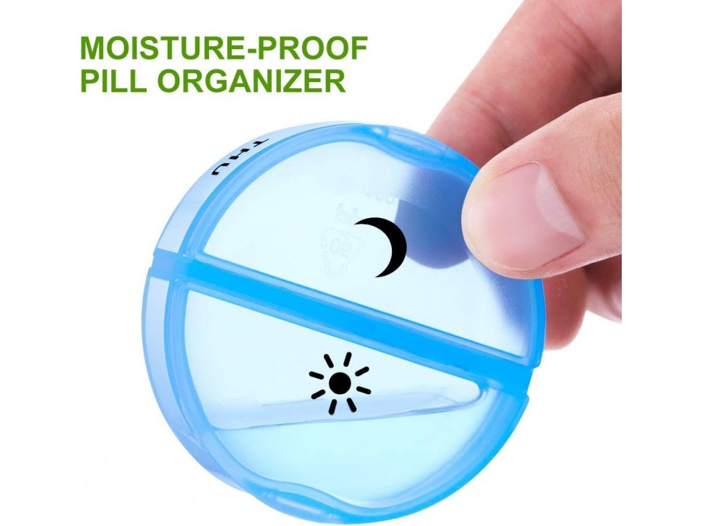 AJ Pill Organiser, Weekly Organiser with 2 Compartments and Protective Case