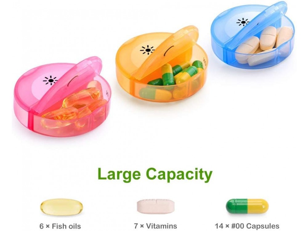 AJ Pill Organiser, Weekly Organiser with 2 Compartments and Protective Case