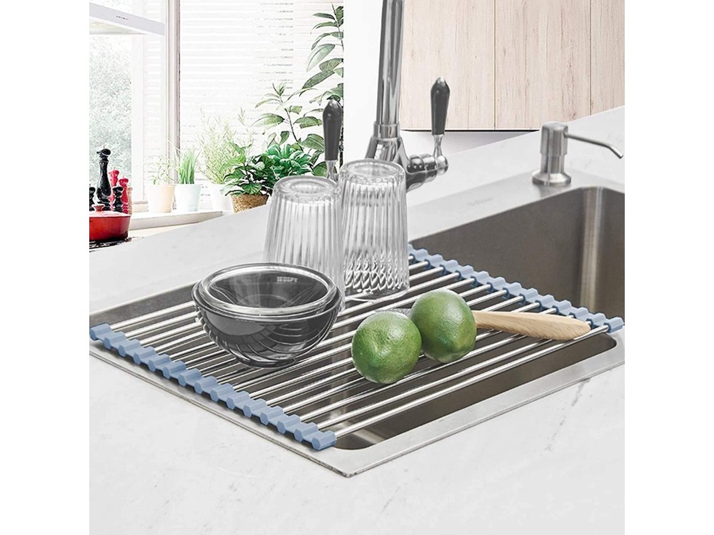AJ Roll Up Dish Drying Rack, Αναδιπλούμενος Στεγνωτήρας Πιάτων για Νεροχύτη Κουζίνας