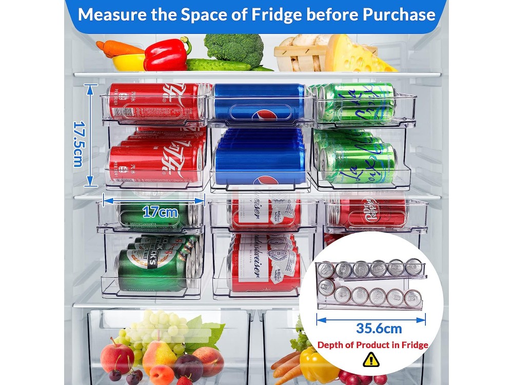 AJ Rolling Can Dispenser, Θήκη Ψυγείου Αναψυκτικών / Μπίρας 330ml, με Κλίση για Κύληση των Κουτιών