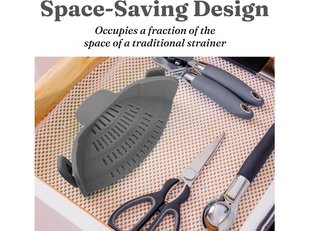 AJ Silicone Clip On Pot & Pasta Strainer, Σουρωτήρι Κατσαρόλας & Ζυμαρικών, Grey
