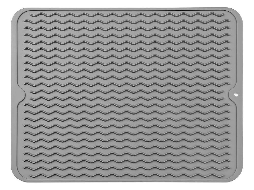 AJ Silicone Dish Drying Mat, Drying Surface L (40 x 30cm), Grey