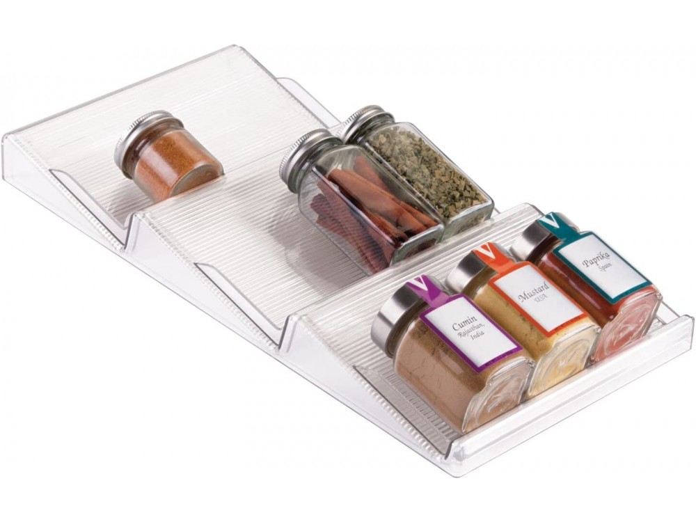 AJ Spice Drawer Organiser, Ράφι Μπαχαρικών 3 Θέσεων για Οργάνωση Συρταριού / Ντουλαπιών, 42 x 18-37cm Επεκτεινόμενο