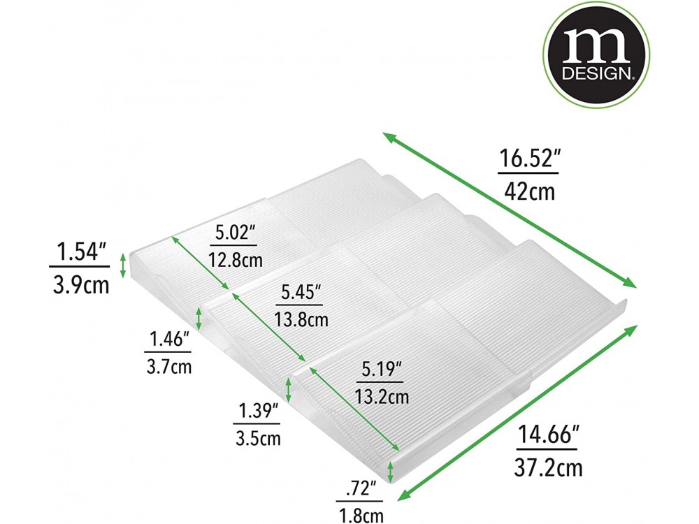 AJ Spice Drawer Organiser, Ράφι Μπαχαρικών 3 Θέσεων για Οργάνωση Συρταριού / Ντουλαπιών, 42 x 18-37cm Επεκτεινόμενο