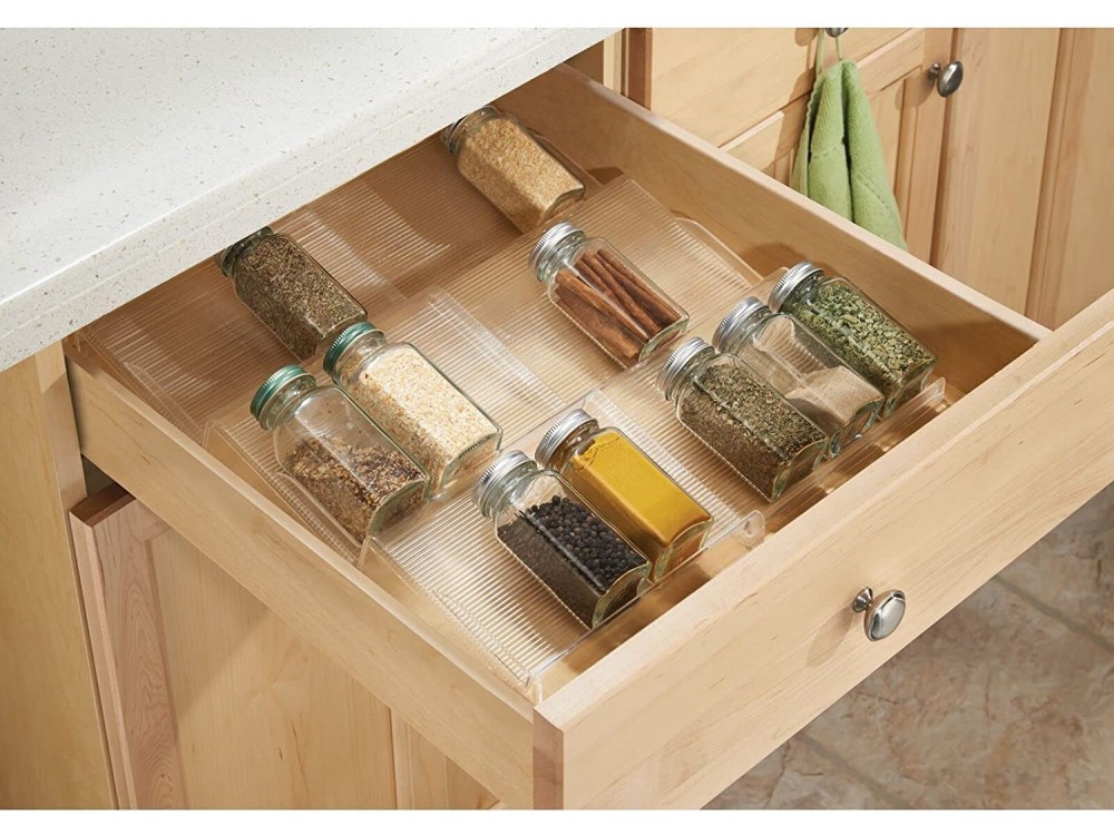 AJ Spice Drawer Organiser, Ράφι Μπαχαρικών 3 Θέσεων για Οργάνωση Συρταριού / Ντουλαπιών, 42 x 18-37cm Επεκτεινόμενο