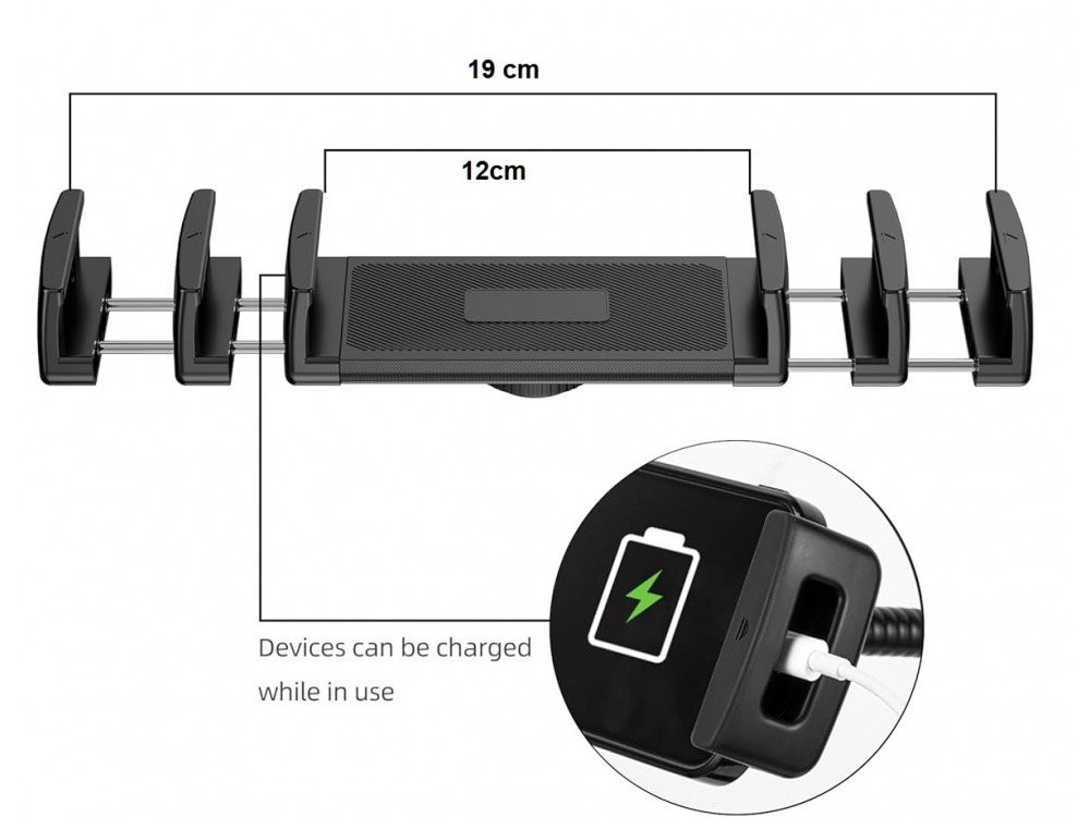 AJ Tablet Floor Stand, Gooseneck Εύκαμπη Βάση/Arm Tablet με Ρυθμιζόμενο Ύψος, Black