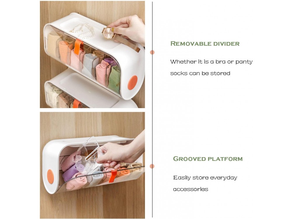 AJ Wall Mounted Underwear Storage Box, Επιτοίχια Θήκη Εσωρούχων & Αξεσουάρ, 6 Θέσεων