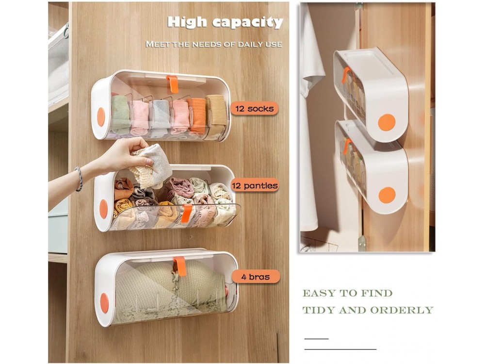 AJ Wall Mounted Underwear Storage Box, Επιτοίχια Θήκη Εσωρούχων & Αξεσουάρ, 6 Θέσεων