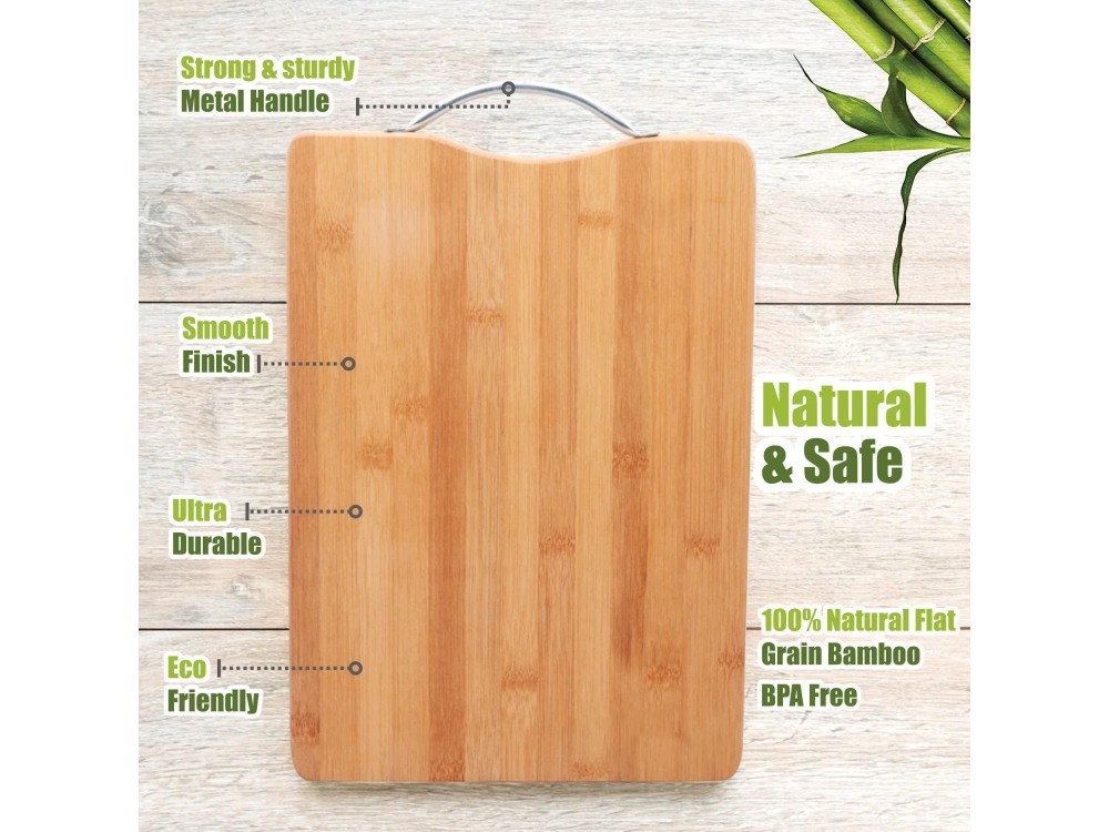 AJ Wooden Chopping Board, Ξύλινη Επιφάνεια Κοπής Τροφίμων από Βamboo, 36 x 26cm