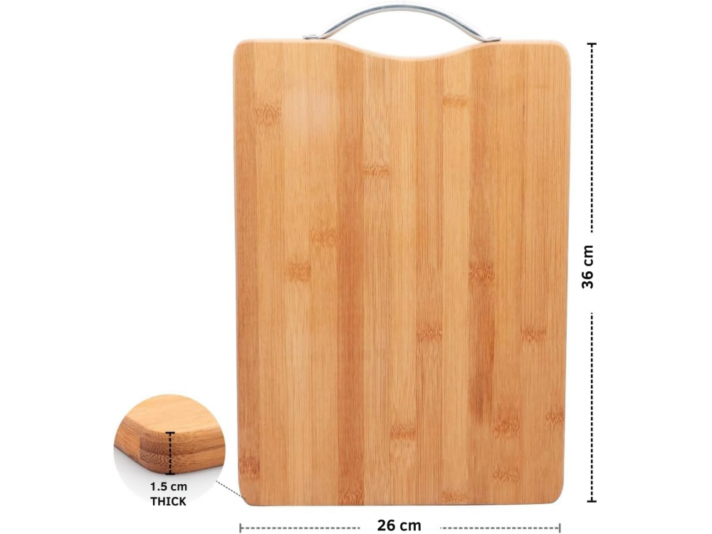 AJ Wooden Chopping Board, Ξύλινη Επιφάνεια Κοπής Τροφίμων από Βamboo, 36 x 26cm
