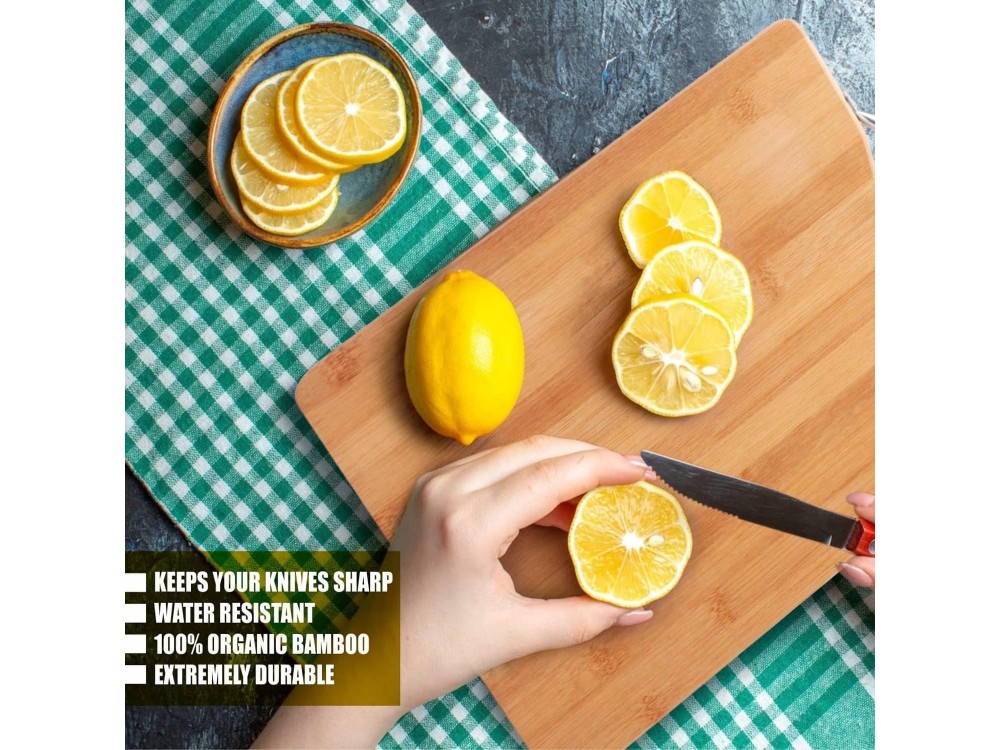AJ Wooden Chopping Board, Ξύλινη Επιφάνεια Κοπής Τροφίμων από Βamboo, 45 x 32cm