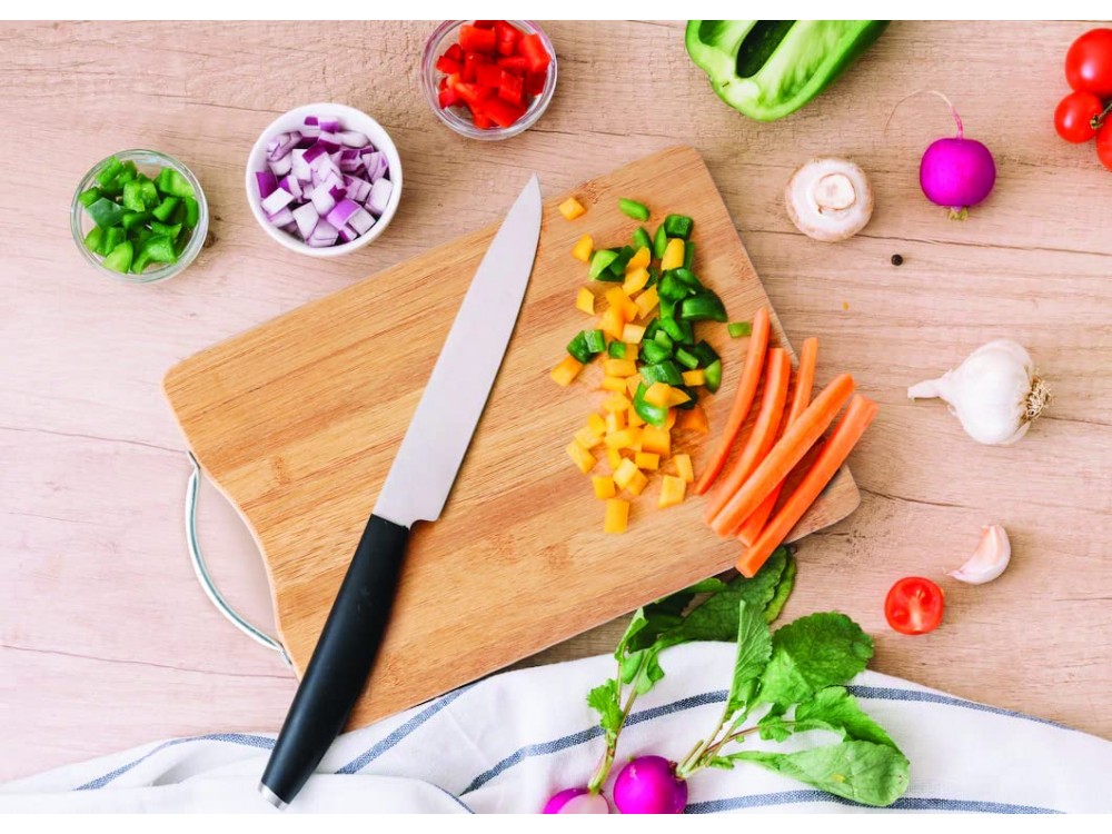 AJ Wooden Chopping Board, Ξύλινη Επιφάνεια Κοπής Τροφίμων από Βamboo, 36 x 26cm