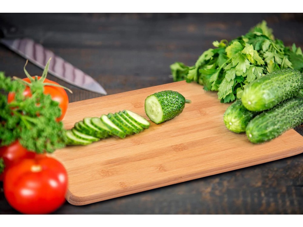 AJ Wooden Chopping Board, Ξύλινη Επιφάνεια Κοπής Τροφίμων από Βamboo, 45 x 32cm