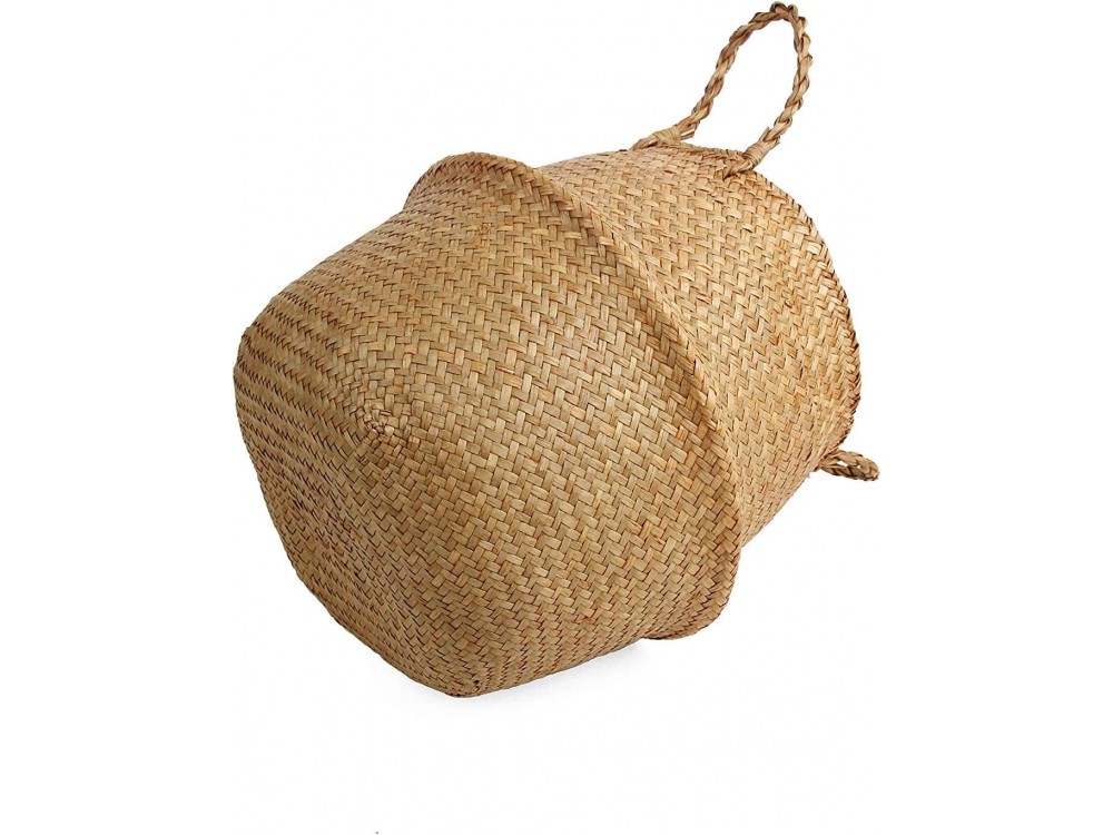 AJ Woven Seagrass Basket, Medium 24 x 27cm, Natural Brown