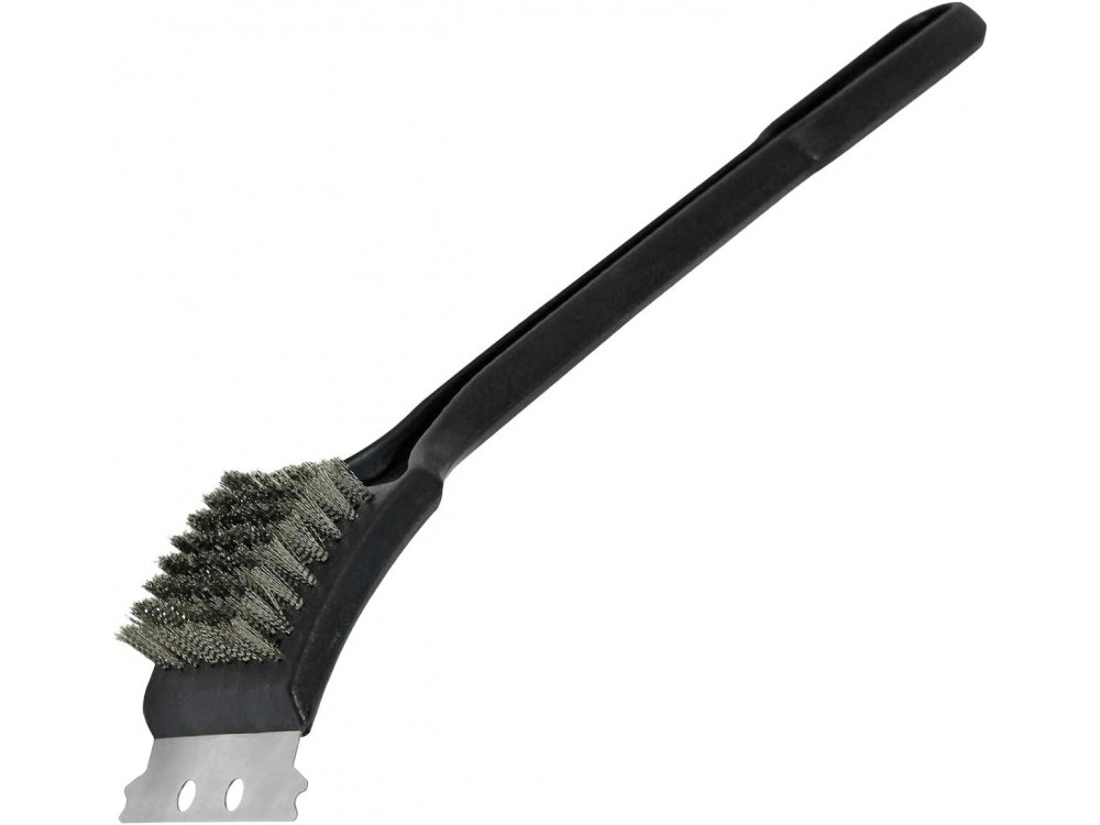 AJ BBQ Wire Cleaning Brush with Scraper, 30cm, Black